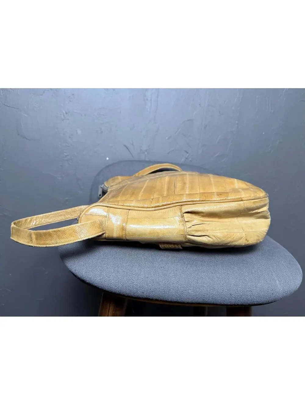 1970's Hobo Bag Tan Eel Skin + Snakeskin Leather Luxe Boho Bag